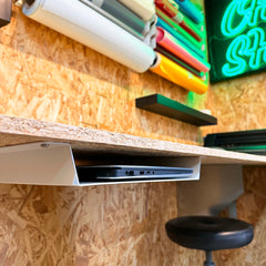 GameShieldz™ Under Desk Mount Secret Laptop Storage Shelf - Indoor Outdoors
