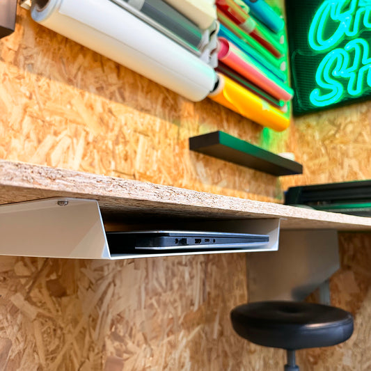 GameShieldz™ Under Desk Mount Secret Laptop Storage Shelf