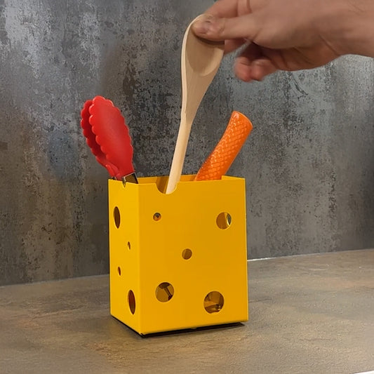 Okunaii™ Block of Cheese-Shaped Worktop Kitchen Utensil & Accessories Holder