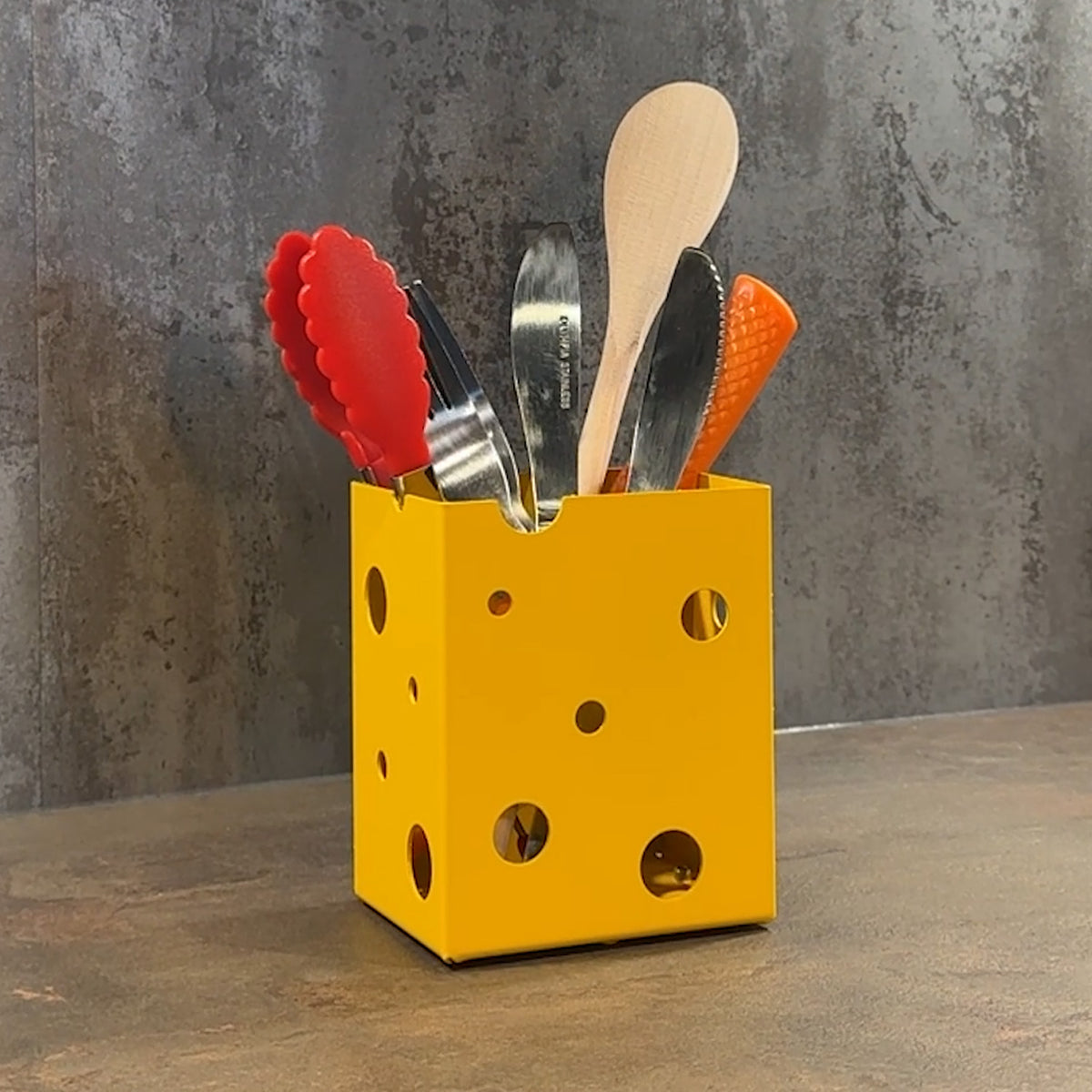 Okunaii™ Block of Cheese-Shaped Worktop Kitchen Utensil & Accessories Holder