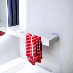 Okunaii™ Wall Mount Bathroom Shelf with Concealed Towel Rack
