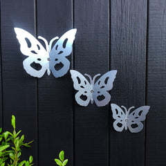 Butterfly Outdoor Metal Garden Wall Art (Pack of 3) - Indoor Outdoors