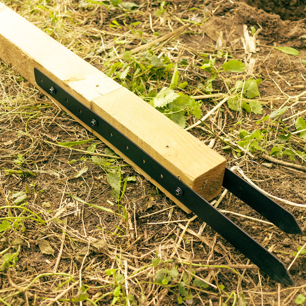 Fence Post Repair Brackets Pair of Steel Stakes
