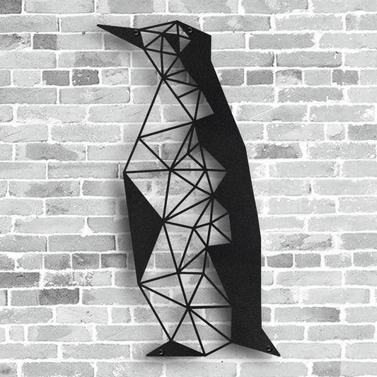 Okunaii™ Penguin Minimalist Geometric Metal Wall Art (50cm Tall)