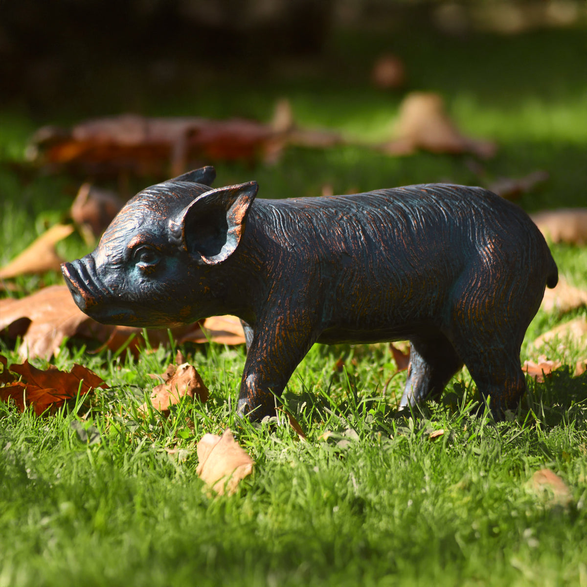 Fergus McArthur Standing Piglet Aged Verde Statue