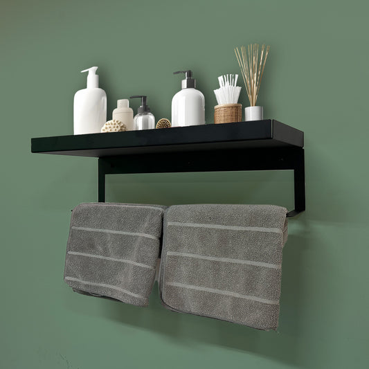 Okunaii™ Large Wall Mount Bathroom Shelf with Towel Hanging Rack