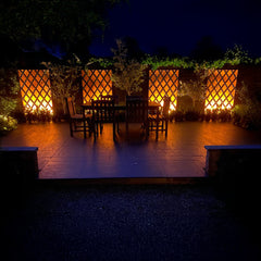 Wall Mount Rustic Steel Trellis with Illumination