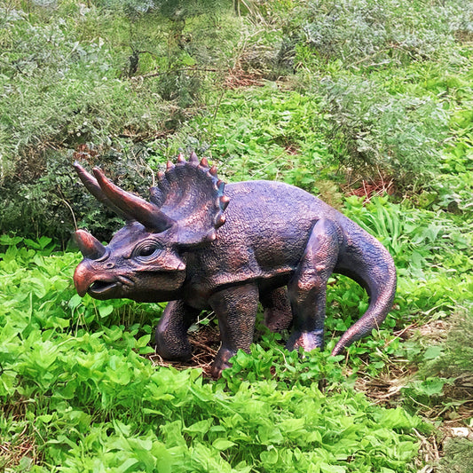 Fergus McArthur Triceratops Dinosaur Aged Verde Statue