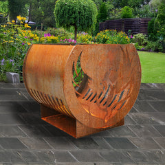 Volcann™ Fenix Rustic Steel Fire Pit with Phoenix Design