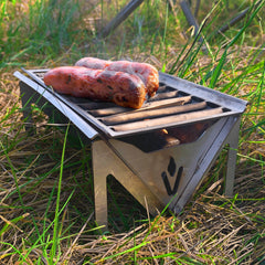 Volcann™ Flatpack Stainless Steel Mini Portable BBQ - Indoor Outdoors