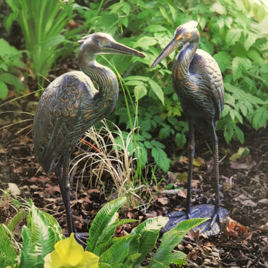 Fergus McArthur Standing Cranes Aged Verde Sculptures
