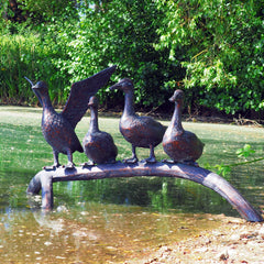 Fergus McArthur Resting Ducks on Branch Aged Verde Sculpture