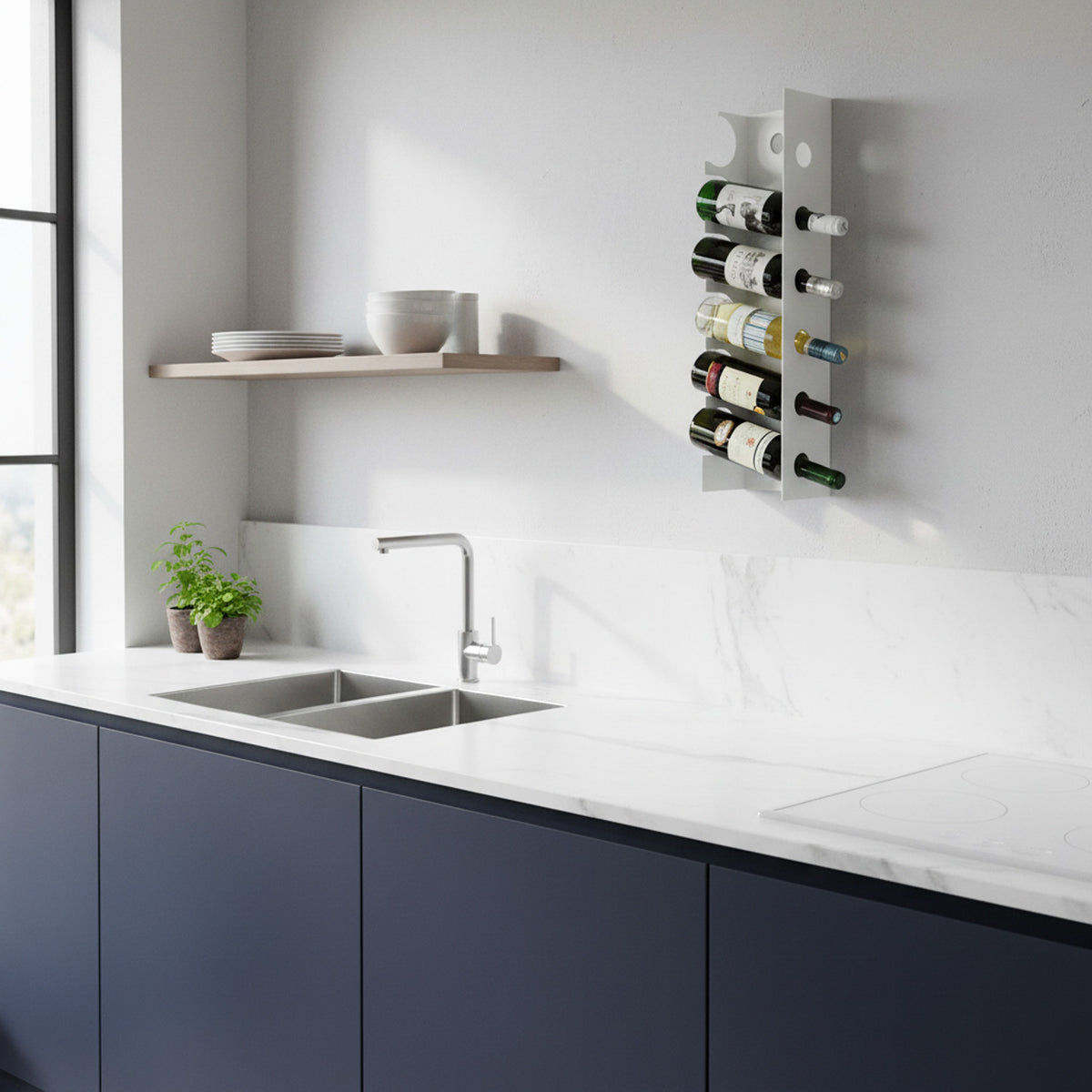 Okunaii™ Open Sided Wall Mount Wine Rack (6 Bottle Capacity)