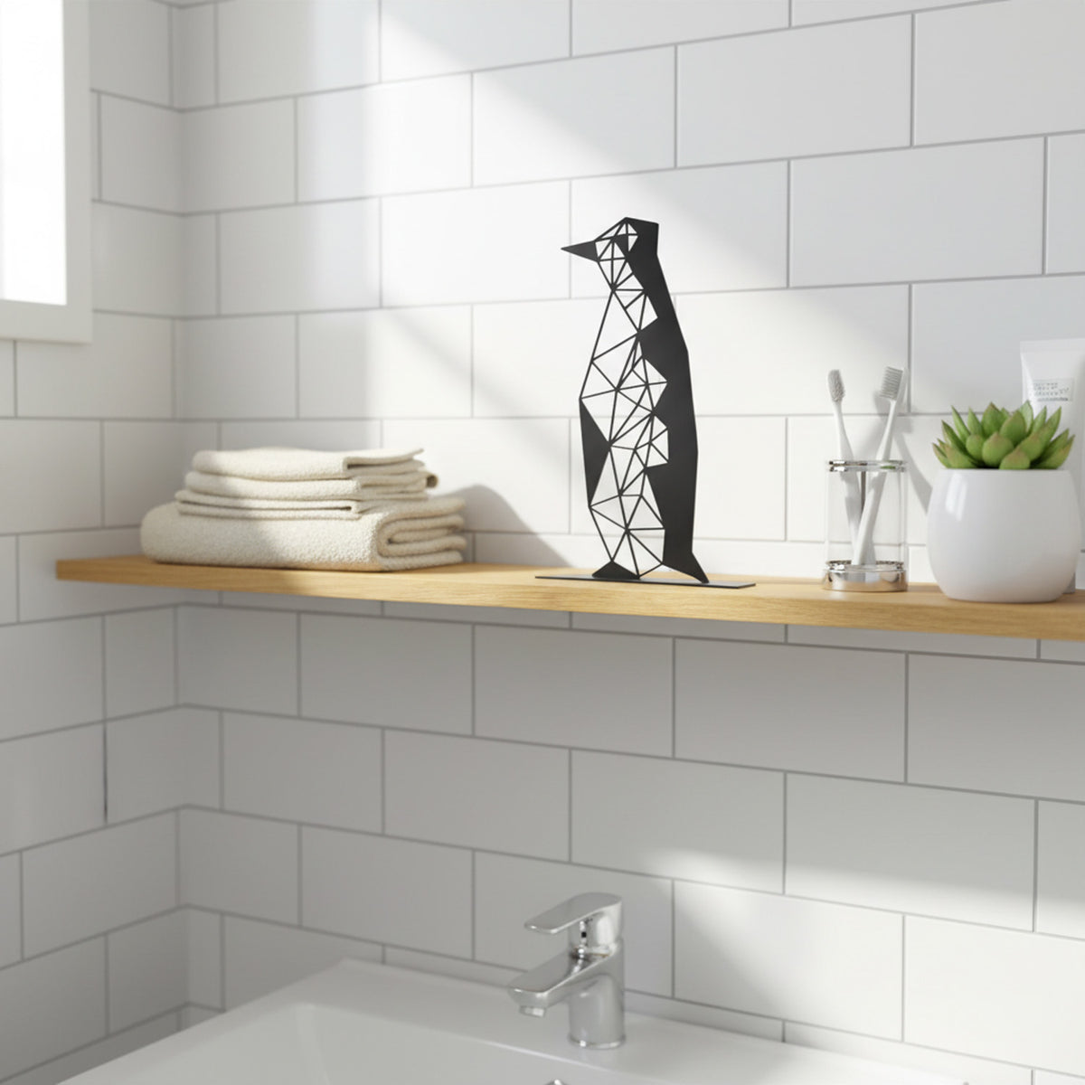 Okunaii™ Geometric Metal Penguin Ornament