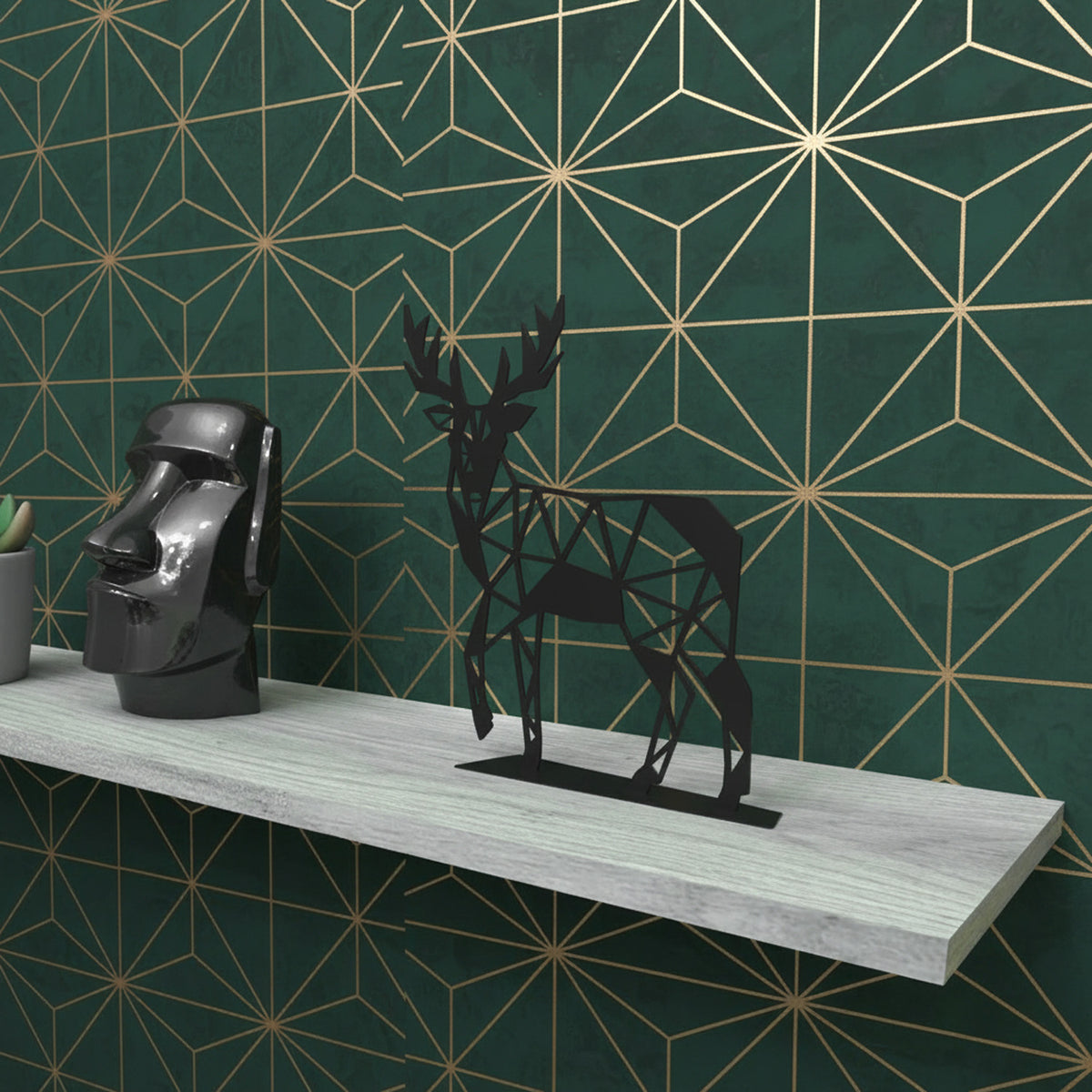 Okunaii™ Geometric Metal Stag Ornament