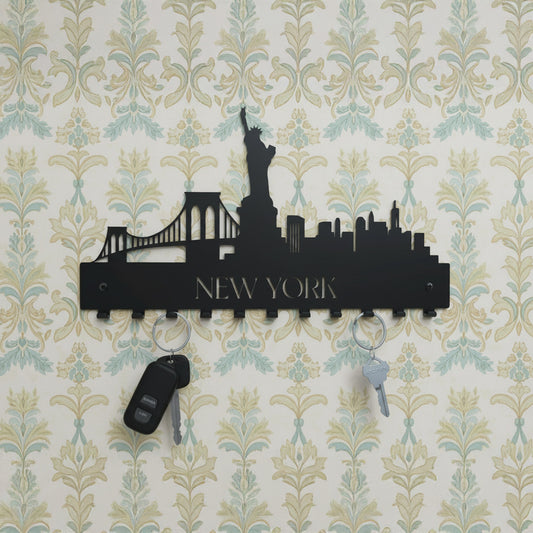 Okunaii™ New York City Skyline Silhouette Key Holder Rack