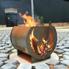 Volcann™ Fenix Rustic Steel Fire Pit with Phoenix Design