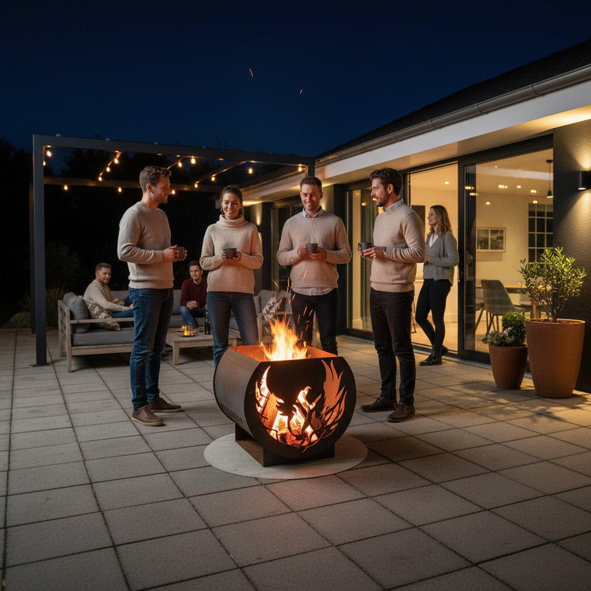 Volcann™ Fenix Rustic Steel Fire Pit with Phoenix Design