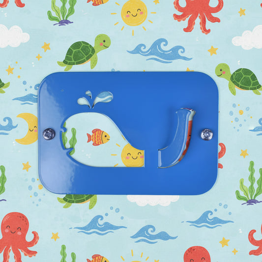 Children's Wall Mount Coat Hook - Blue Whale Design