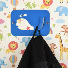 Children's Wall Mount Coat Hook - Blue Whale Design