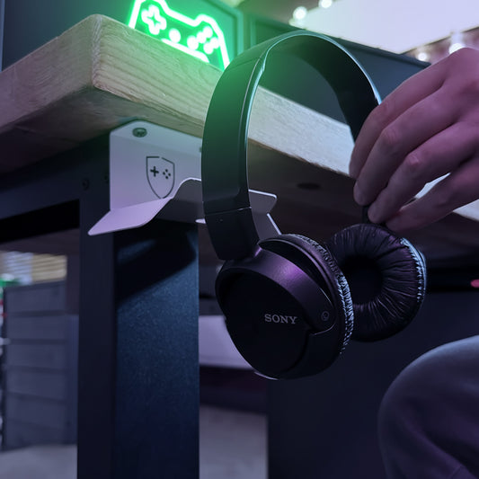 GameShieldz™ Under-Desk Mount Headset & Headphone Hanger Holder