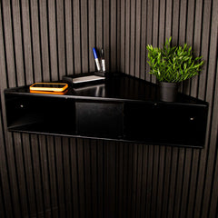 Okunaii™ Wall Mount Corner Desk with Storage Drawer & Shelves