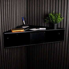Okunaii™ Wall Mount Corner Desk with Storage Drawer & Shelves