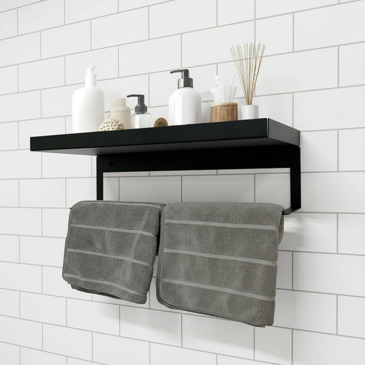 Okunaii™ Large Wall Mount Bathroom Shelf with Towel Hanging Rack