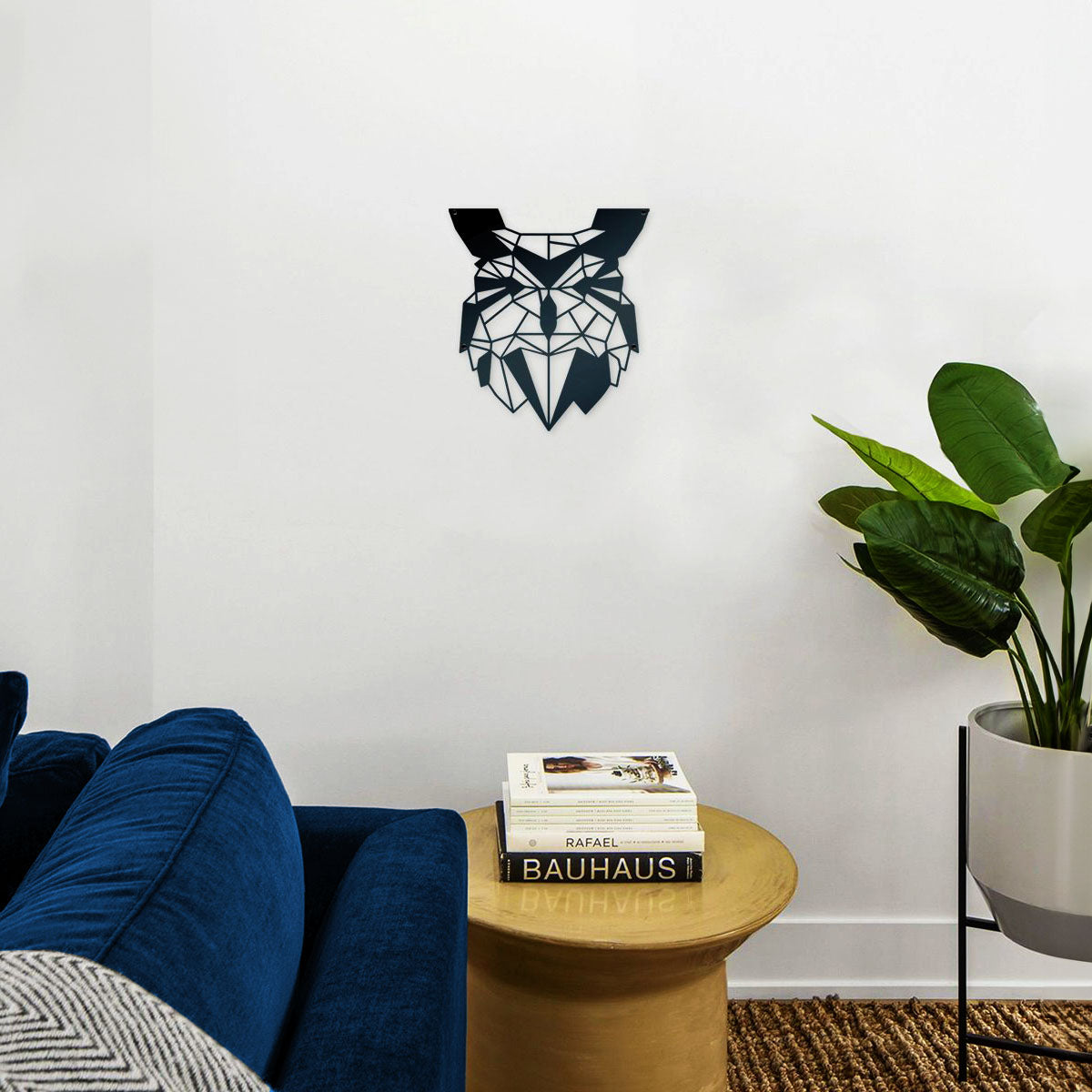 Owl Minimalist Geometric Metal Wall Art (35cm Tall)