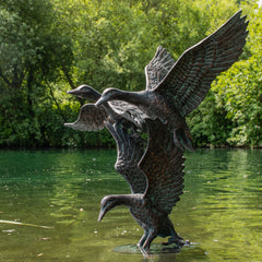 Fergus McArthur Flying Ducks Aged Verde Sculpture
