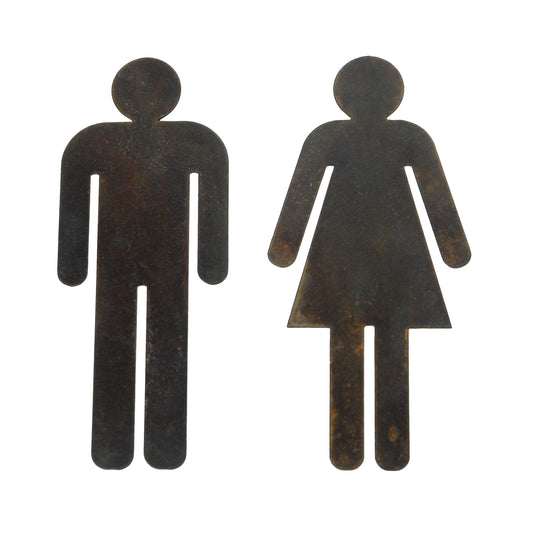 Vintage Steel Male & Female Toilet Door Signs (4540949397578)