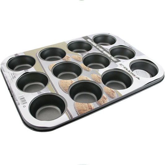 Faker Baker Non-Stick Muffin Tray Angled View with Packaging