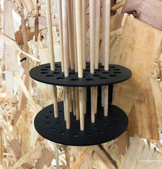 Wall Mount Paint Brush Holder - Suitable for Desktop or Wall Mounting - Black Finish - Closeup of the Paint Brushes