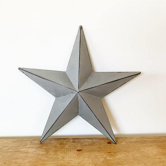 Vintage Grey Metal Barn Star - Indoor Outdoors