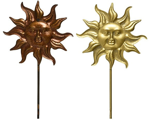 Bronze & Gold Sun Garden Stake Ornaments