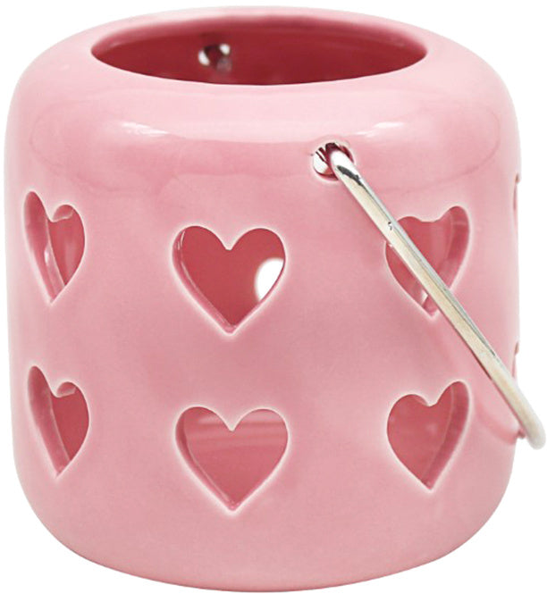 Small Pretty Pink Heart Tealight Lantern - Indoor Outdoors