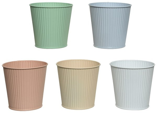 Metal Planters with Vertical Striped Pattern (Pack of 5)