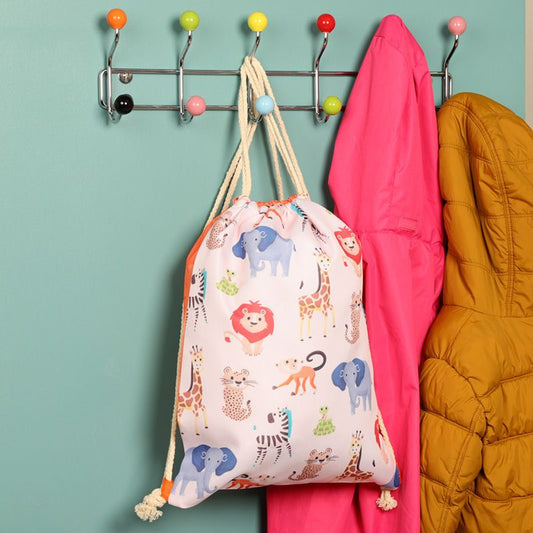 Kids Gym PE Bags Zoo- niverse Drawstring Bag - Indoor Outdoors