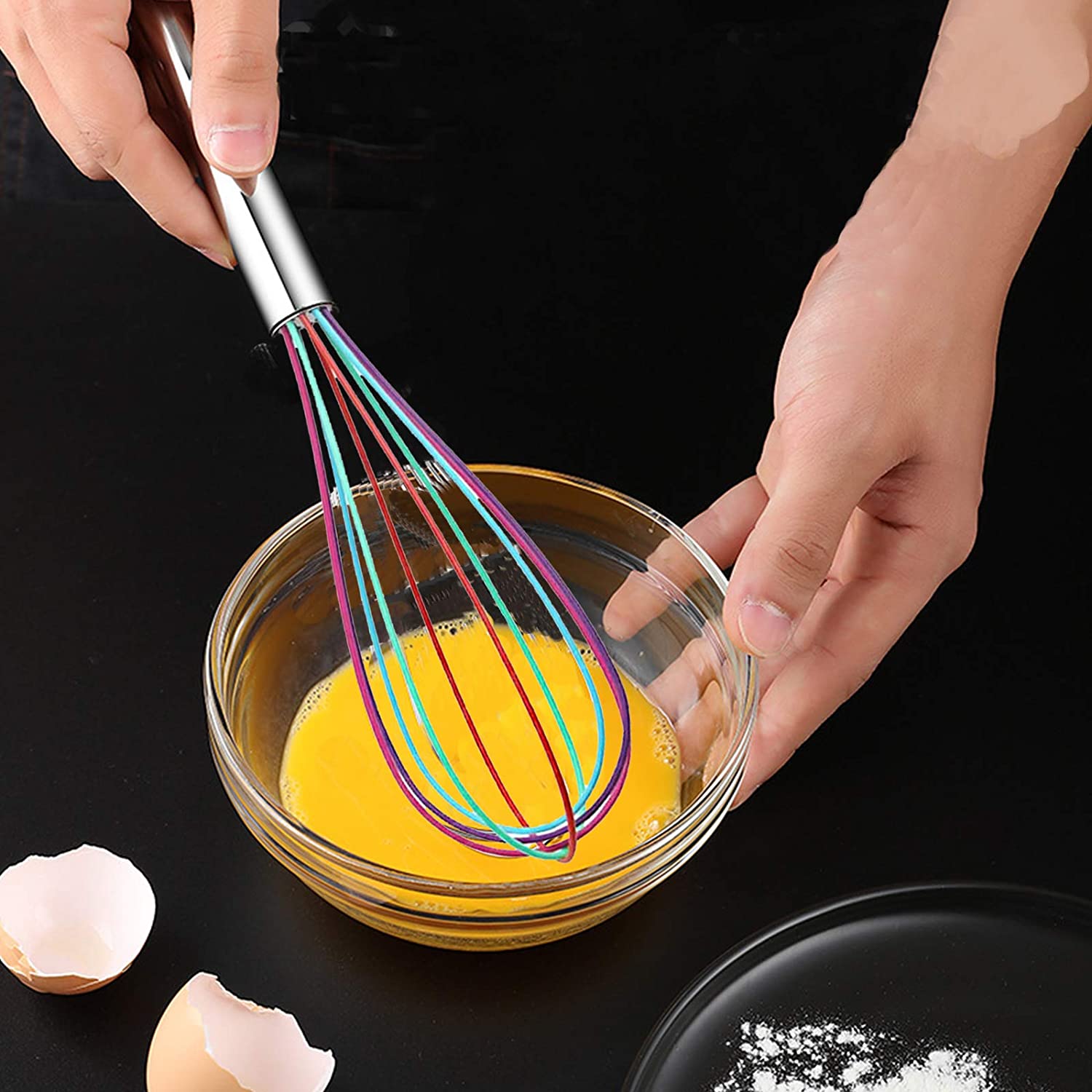 Whisk Being Used to Beat Eggs