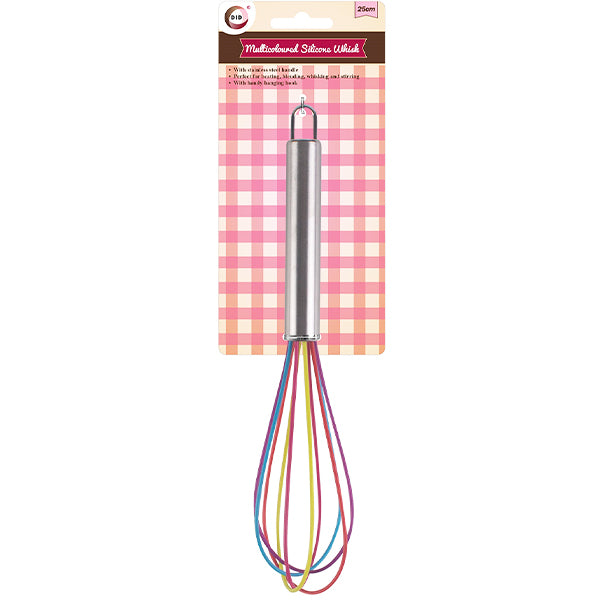 Multicoloured Silicone Whisk in Retail Packaging