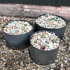 Bellamy Circular Rustic Steel Raised Flower Bed & Tree Planter Trio Set - Indoor Outdoors