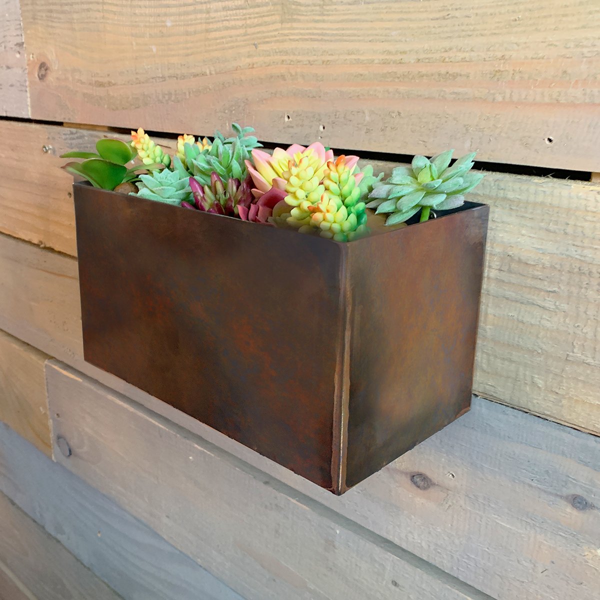 Bellamy Rustic Steel Wall Mounted Planter - Indoor Outdoors