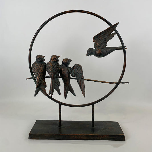 Fergus McArthur Birds on Ring Bronze Effect Sculpture - Indoor Outdoors