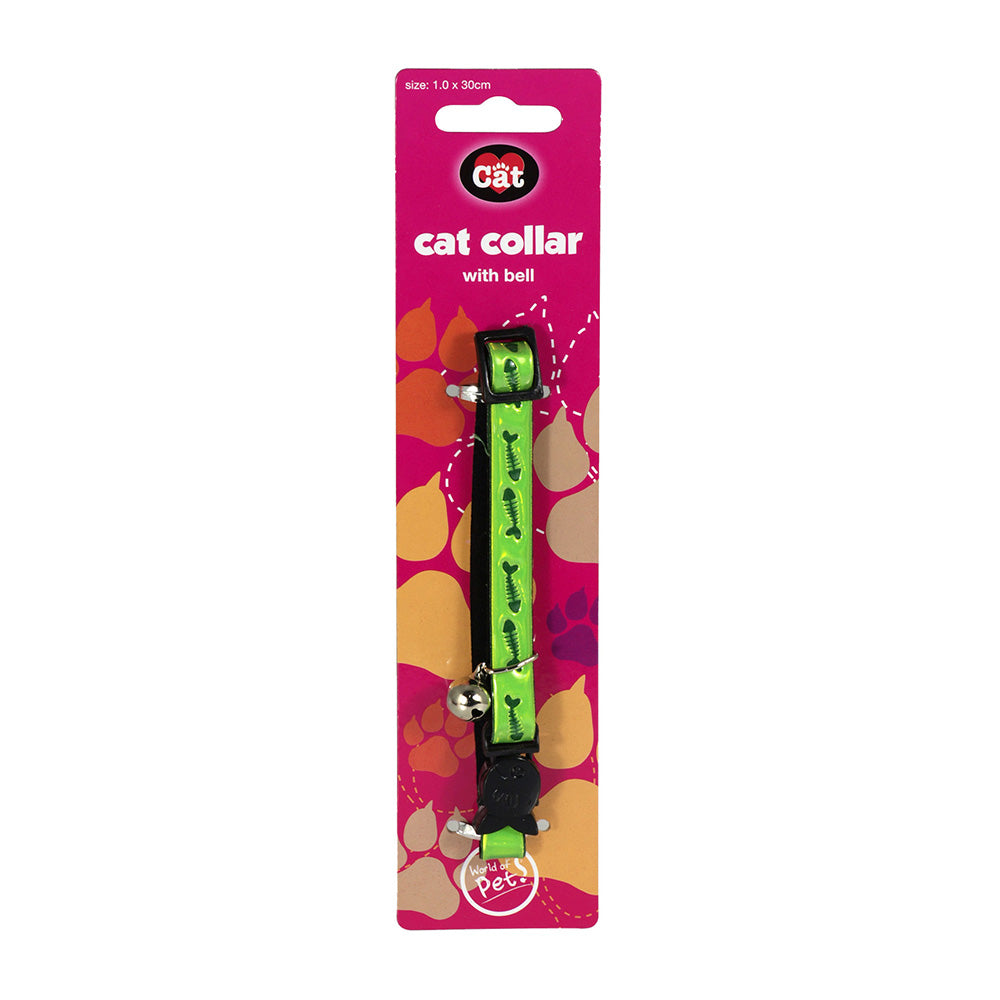 Reflective Cat Collars with Fishbone Pattern & Bell Indoor Outdoors