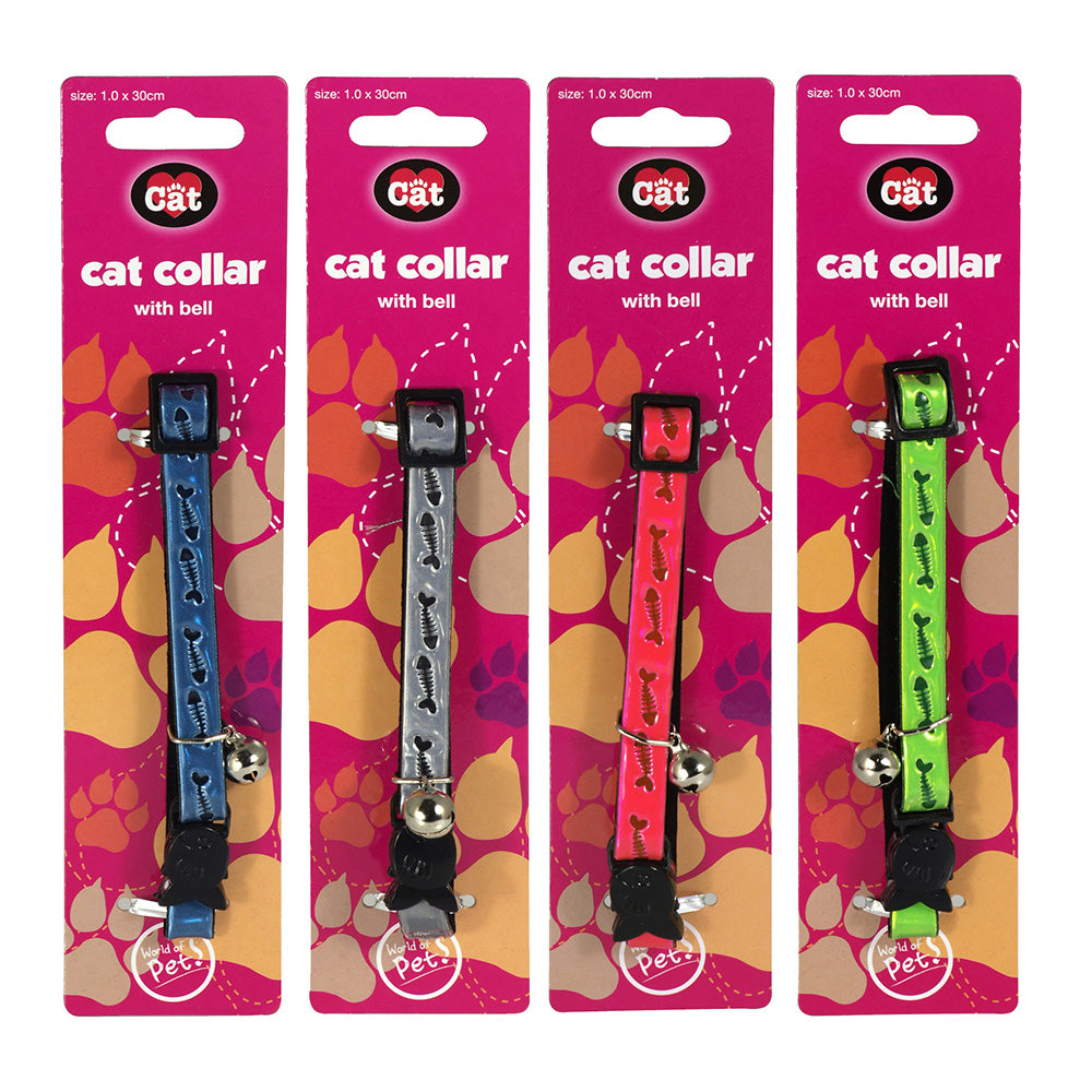 Reflective Cat Collars with Fishbone Pattern & Bell Indoor Outdoors