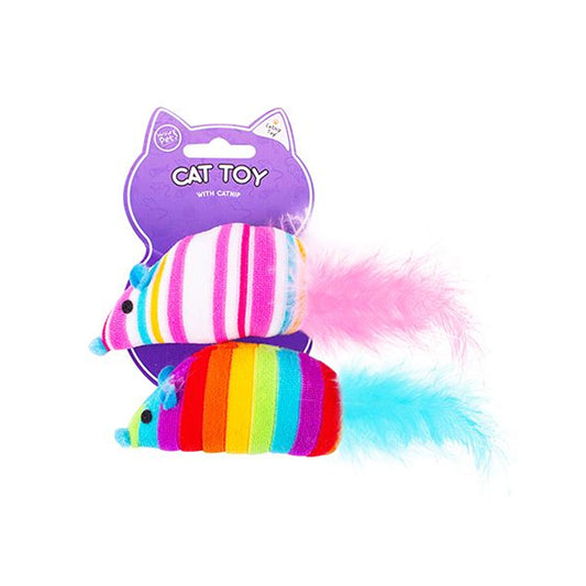Catnip-Infused Rainbow Mouse Soft Toys (Pack of 2)