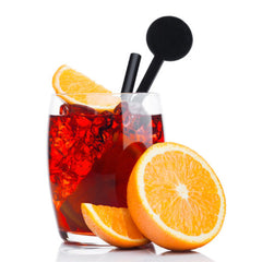 Cocktail with Stirrer, Straw and Orange Slices