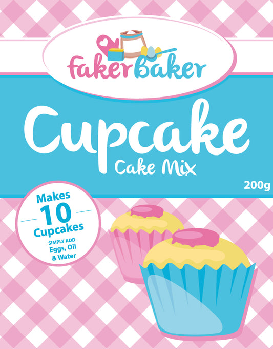 Faker Baker Cupcake Mix 200g Label