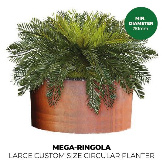 Custom Size Mega-Ringola Circular Rustic Steel Raised Flower Bed - Indoor Outdoors