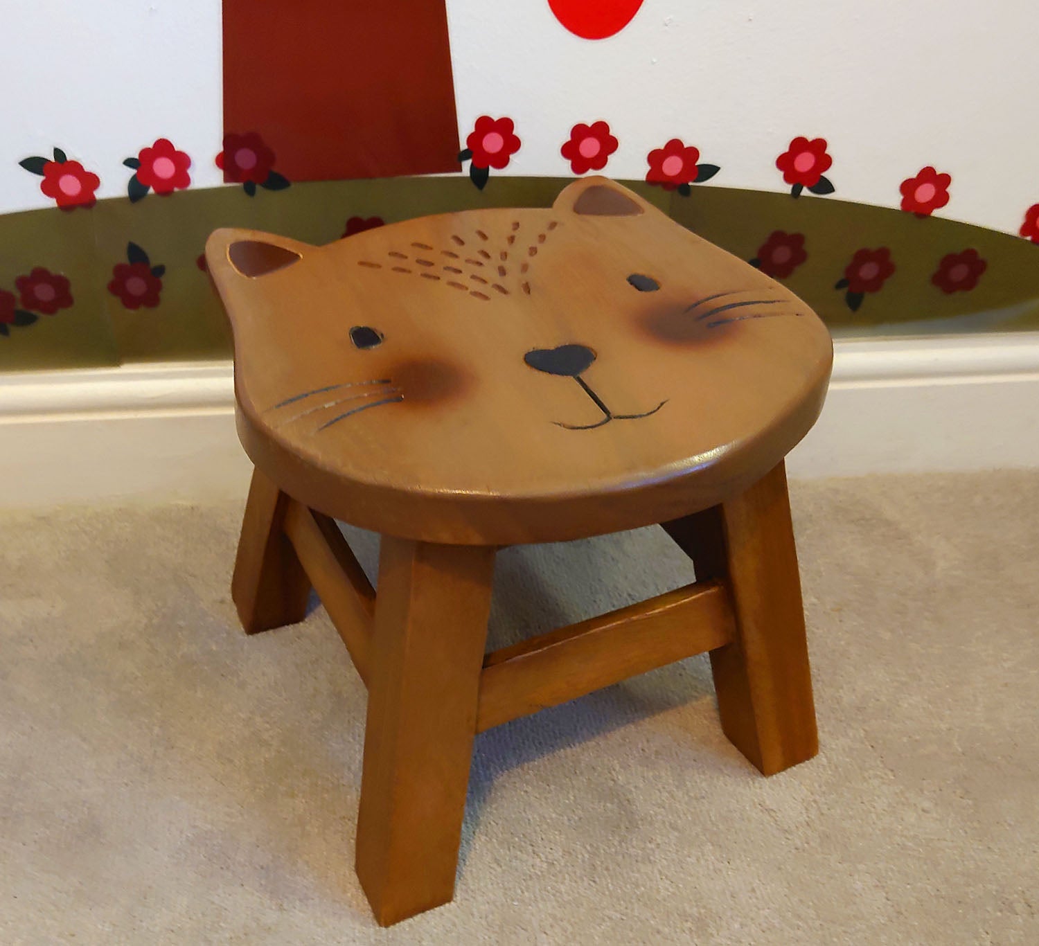 Footstool for Children with smiling cat design